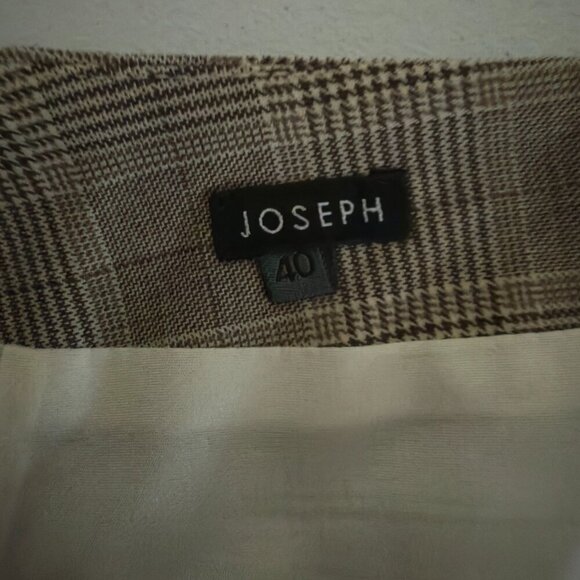 JOSEPH France Houndstooth Skirt Size 40 Lace Black Tan Office Luxury Wool - Picture 6 of 8